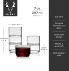 Viski Bodega Glasses - Stackable Drinking Glasses Set - Modern Glassware for Wine and Cocktails - 7oz Set of 6