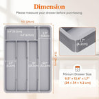 Lifewit Silverware Drawer Organizer Tray, Plastic Cutlery Storage for Kitchen, Flatware and Utensil Holder Divider for Spoons Forks Knives Tableware, 9.5 x 13.4", 5 Slots, Gray