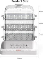 40l 3-Tier Electric Food Steamer | 800w Automatic Multicooker with Touch Control, Heat Preservation, Foldable Design for Healthy Cooking