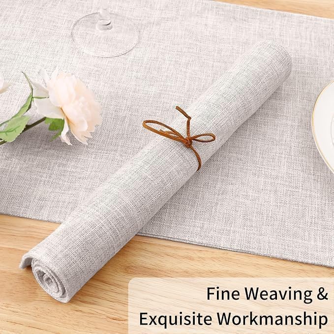 Homaxy Cloths Placemats for Dining Table Set of 8, Heat Resistant Washable Cotton Linen Blend Table Mats, Easy to Clean Place Mats for Indoor Outdoor Party Kitchen Decoration, 13" x 19", Beige