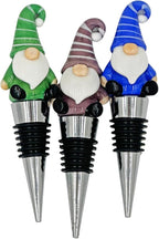 Gnome Wine Bottle Stoppers Set of 3 - Reusable Universal Bottle Stopper Silicone Saver Handmade Glass Unique Gifts Holiday Bar Wedding - Three Colors!