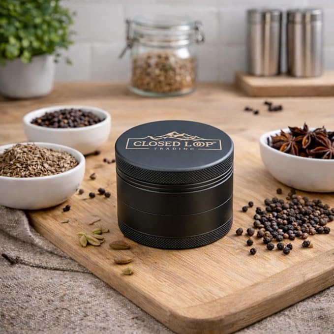 Manual Spice Grinder for Kitchen Use, Aluminum Spice Mill with Matt rubber outer finish (2.5 inch)