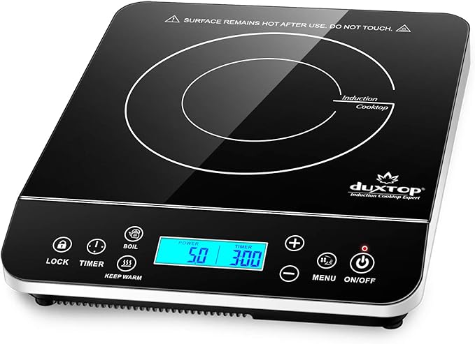 Duxtop Portable Induction Cooktop, Countertop Burner Induction Hot Plate with LCD Sensor Touch 1800 Watts, Silver 9600LS BT-200DZ