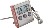 Taylor Instant Read Wired Probe Digital Meat Food Grill BBQ Cooking Kitchen Thermometer with Timer Alarm, Red
