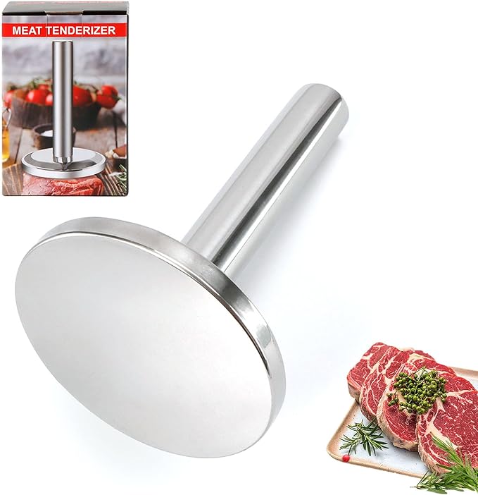 KAYCROWN Meat Tenderizer Hammer, Meat Pounder Flattener, Stainless Steel Kitchen Meat Mallet for Flattening Steak Beef Poultry, Meat Pounder Tenderizer, Chicken Flattener Tool
