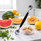 1Pc Black Double-Sided Fruit Melon Baller Spoon 2 in 1 Stainless Steel Melon Ballers Melon Scoop for Watermelon Cantaloupe Icecream Ball,18cm,Fruit and Vegetable Tools,Melon Ballers,Kitchen