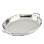 Hestan Provisions Oval Roasting Pan and Au Gratin Dish, 5.5 Quart Clad Stainless Steel, 17.5 x 14 Inch - Designed with Thomas Keller, Oven Safe 600F, Dishwasher Safe