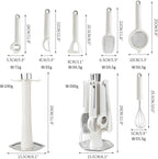 7-Piece Kitchen Gadget Set, Stainless Steel Cooking Utensils Set with Holder, 7-Pieces All Metal Kitchen Utensils, 11.4’’ Long Kitchen Tools with Countertop Rotating Stand (Blue)