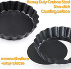 Mini Tart Pan Set of 12, Non-Stick 4 Inch Quiche Pan, Removable Bottom Tart Pan for Pies, Quiche Bakeware, Cheese Cakes, Desserts and more
