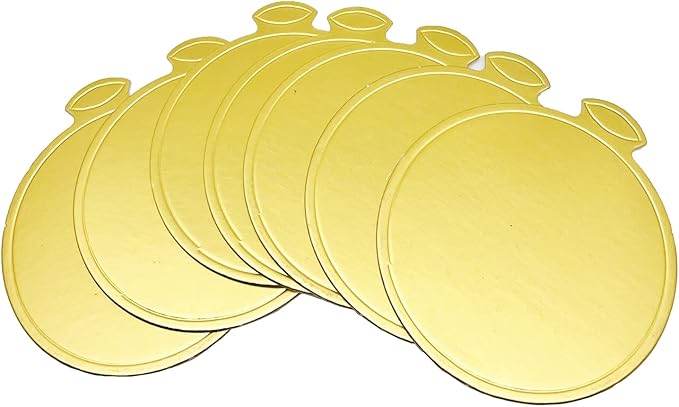 200pcs Mini Cake Boards, 3.1" Mini Round Cardboard, Mousse Cupcake Base for Cake Dessert, Golden