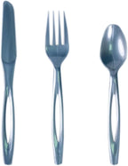 Glad Plastic Heavy Duty Silver Cutlery - Mixed Forks, Knives, and Spoons - Set of Sturdy, Durable Disposable Party Utensils, 240 Count