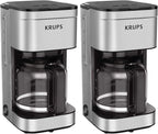 KRUPS Coffee Maker 10 Cups Simply Brew Stainless Steel Drip Coffee Maker,900 Watts-Coffee Filter,Drip Free,Dishwasher Safe Pot,Black & Silver,(Pack of 2)