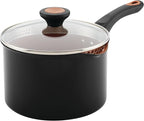 Farberware Glide Nonstick Sauce Pan/Saucepan with Straining and Lid, 3 Quart, (Black)