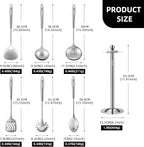 Cooking Utensils set, 18/8 Stainless Steel Kitchen Utensils set, 7 Pieces Cookware Set with Rotating Holder, Heat Resistant Stainless Steel Cooking Spoon(Dishwasher Safe)