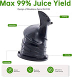 NEWBULIG Cold Press Juicer Machines, Masticating Juicer with High Juice Yield, Reverse Function, Stops Oxidation and Easy to Clean for Vegetables & Fruits, Silver
