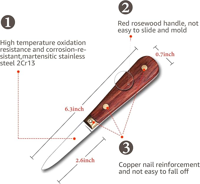SPEENSUN Oyster Shucking Knife, Not Easy to Break and Bend with Blade Reinforcement Design, More Secure with Oyster Knife and Gloves (2 Knifes and 1 Glove L)