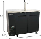PEAKCOLD 2 Door Commercial Beer Dispenser - Double Tap Keg Cooler - Kegerator; 48" W