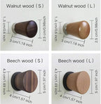 2 PCS Retro Magnetic Hooks, Wrought Iron Wooden Ball Hooks, Creative Punch-Free Storage for Refrigerators, Metal Doors, and Lockers (Beech Wood,S)