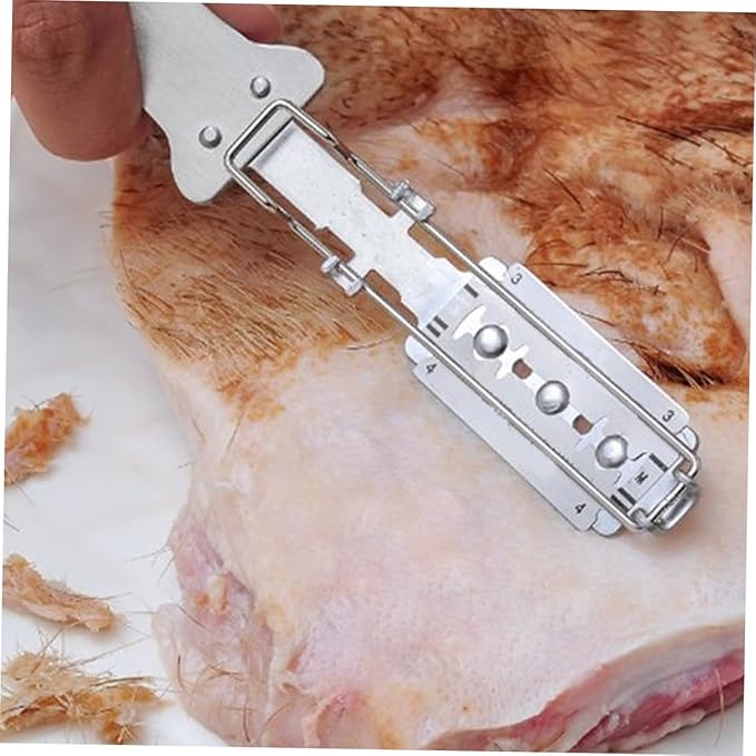 Ipetboom 2pcs Shaver Household Gadgets Pork Skin Hair Remover Razor Scraper Kitchen Pig Hair Kitchen Gadget Tool Pig Scraping Device Meat Pork Tools Animal Stainless Steel Handle