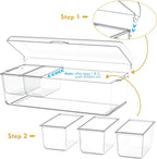 Condiment Tray with Stainless Steel 5 Spoons, 5 Forks and 1 Clip, Chilled Condiment Server, Condiment Server, Bar Garnish Holder on Ice, Bar Accessories Fruit and Salad with Removable Trays and Lid