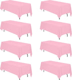 BRILLMAX 8 Pack Pink Tablecloths 70 x 120 Inch for 6ft or 8ft Rectangle Tables - Rectangular Bulk Linen Polyester Fabric Washable Cloth Cover for Wedding Reception Banquet Birthday Party