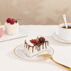 bUCLA 200PCS Gold Plastic Plates - 6.25inch White with Gold Trim Disposable Salad/Dessert/Appetizer/Small Cake Plates, Ideal for Wedding & Party