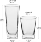 Libbey City Tumbler and Rocks Glass Set, Elegant Drinkware Glasses Set, Tall Drinking Glasses with Modern Lines, Dishwasher Safe Drinking Glasses Set of 16
