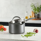 Circulon A1 Series w/ScratchDefense Nonstick Induction Straining 2qt SaucePan with Lid, Induction Cookware, 2-Quart Sauce Pan with Lid, Graphite