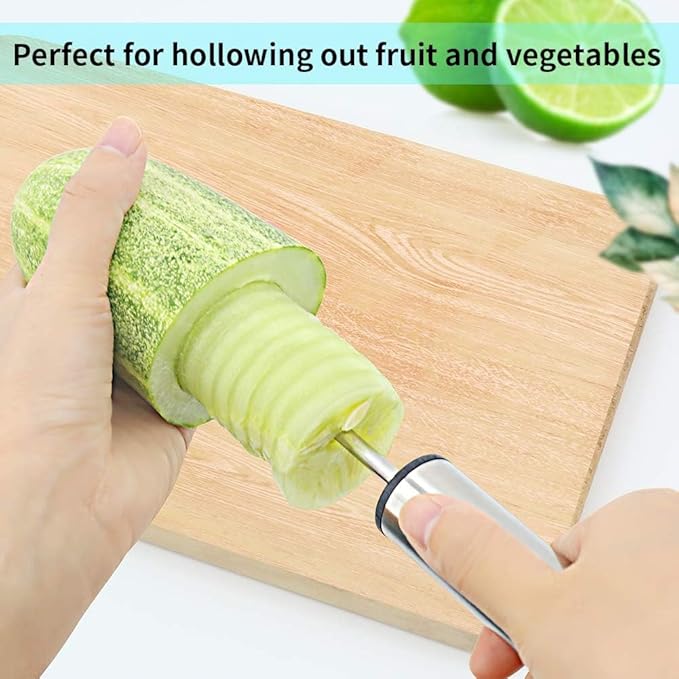 Newness Multi-Purpose Veggie Drill with Sharp Blade and Ergonomic Anti-Slip Handle, 4 Sizes for Coring and Hollowing out Zucchini, Potatoes, Carrot
