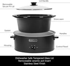 HOMECOOKIN 8 Quart Slow Cooker Oval Manual Pot Food Warmer with 3 Cooking Settings, Black Stainless Steel