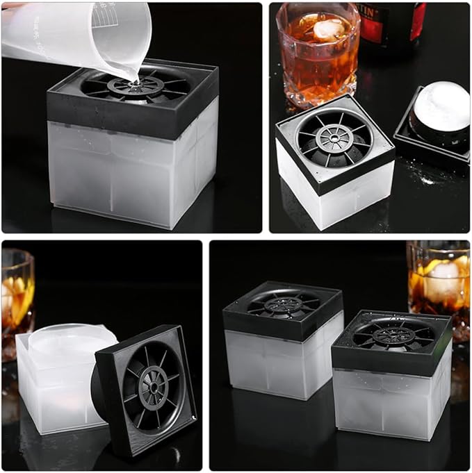 Mikinona 2pcs Ice Ball Molds round DIY Ice Sphere Maker Bar Making Tools for Whiskey Cocktails Home Kitchen Specialty Gadget