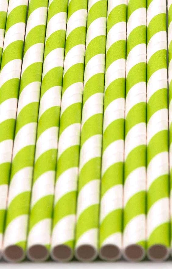 Pack of 300 Green Swirls Biodegradable 4-Ply Paper Drinking Straws (Compostable, Non-toxic, BPA-free)