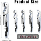 12 Pieces Professional Waiter Corkscrew Wine Openers,White Wine Keys Opener Stainless Steel Hinges Serrated Foil Cutter for Restaurant Waiters, Sommelier, Bartenders (White)