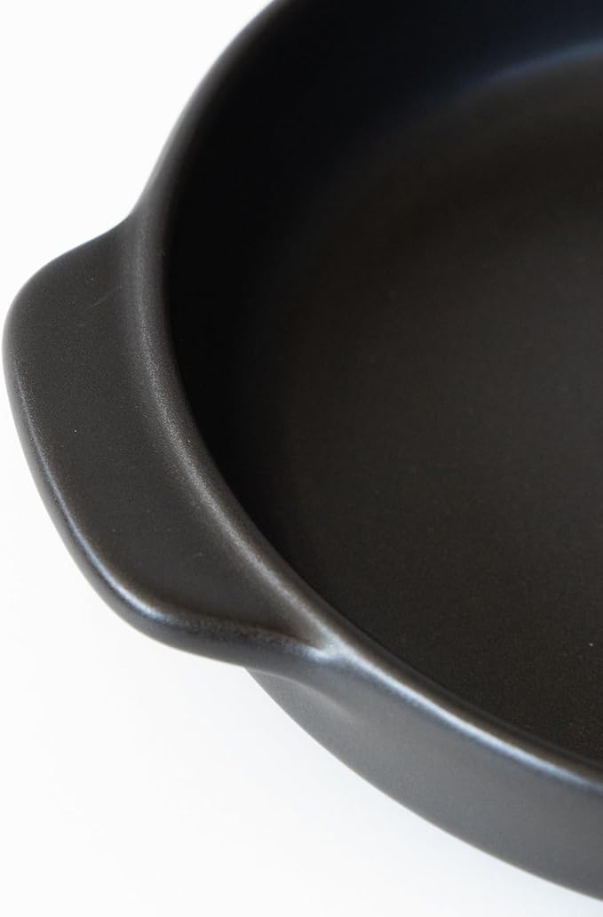 Santo Banko Ware Au Gratin Dish for One Person Capacity 13.5 fl oz (400 ml) Heat Resistant Ceramic Oven Safe Direct Fire Microwave Dishwasher Safe Stackable Black Made in Japan