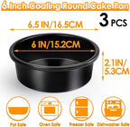 6 Inch Round Cake Pan Set of 3, Nonstick Coating Baking Round Cake Pans with Remvable Bottom for Birthday Layered Cakes,Party, Circle Cake Tins With Wider Grips for Oven Air Fryer, Black