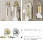 Garneck 2pcs Suction Wall Utensil Hooks with 360° Rotating Six-Claw Design for Kitchen Organization, Multipurpose Strong Hold Utensil Hangers Without Drilling, Wall Mounted Holder
