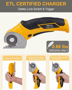 Cardboard Cutter Electric Box Cutter, Stocking Stuffers for Men Gifts Christmas Tools 4V Cordless Electric Scissors Rotary Blade for Cardboard Recycling Rechargeable DIY Cutting Carpet Leather Plastic