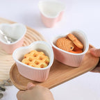 Sizikato Heart-Shaped Pink Porcelain Souffle Dishes, Ramekins - 3.5 Inches for Souffle, Creme Brulee and Dipping Sauces - Set of 4