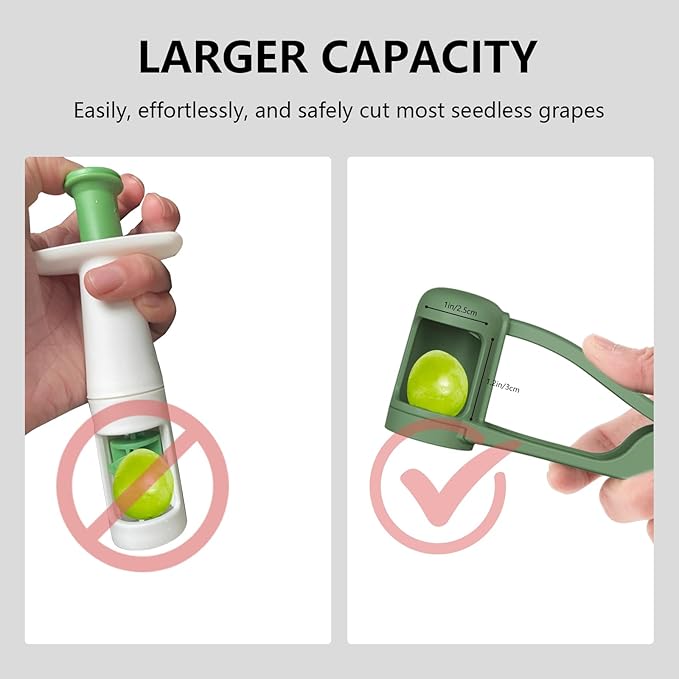 Luvan Grape Cutter for Toddlers 1-3, Grape Slicer Kitchen Gadget for Vegetable Fruit Salad Cake Decor, Stainless Steel Baby Grape Quarter Cutter Tool for Cherry Tomato Strawberry Blueberry - Green