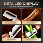 Multi-Functional Vegetable Peeler for Kitchen, 2026 New Stainless Steel Peeler with Wooden Handle and Bottle Opener, Kitchen Tool for Fruit Veggie Pumpkin, Gifts for Mom (1PC)