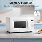 COMFEE' EM720CPL-PM Countertop Microwave Oven with Sound On/Off, ECO Mode and Easy One-Touch Buttons, 0.7 Cu Ft/700W, Pearl White