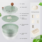 Salad Spinner Large with 5-Blade Slicer & Egg Yolk Strainer, Multifunctional Vegetable Fruit Washing Bowl 4.3 Qt for Efficient Kitchen Washing Drying & Shredding