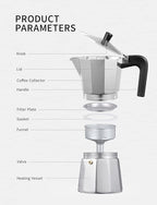 Yabano Stovetop Espresso Maker, 9 Cups Moka Coffee Pot Italian Espresso for Gas or Electric Ceramic Stovetop, Italian Coffee maker for Cappuccino or Latte