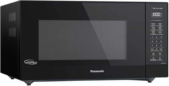 Panasonic NN-SN75LB cu.ft Cyclonic Inverter Countertop Microwave Oven 1250Watt Power with Genius Sensor Cooking, 1.6 cft, Black