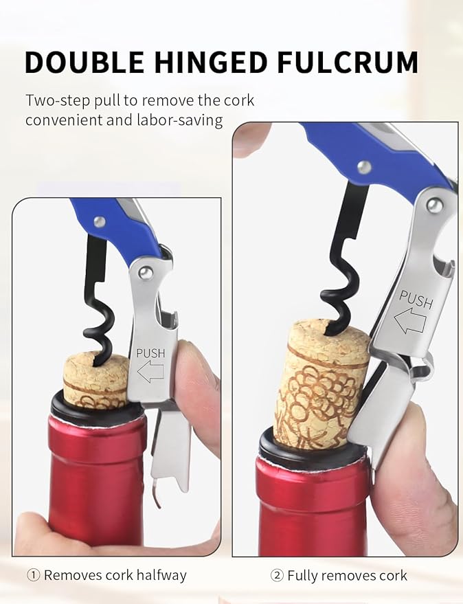 CORKAS Wine Key - 2Pack Handcrafted Professional Waiters Corkscrew, Compact Heavy Duty Wine Opener with Double Hinged, Foil Cutter and Bottle Opener, Birthday Gifts for Severs, Sommelier, Bartenders