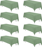 BRILLMAX 8 Pack Sage Green Tablecloths 70 x 120 Inch for 6ft or 8ft Rectangle Tables - Rectangular Bulk Linen Polyester Fabric Washable Cloth Cover for Wedding Reception Banquet Birthday Party