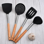 Food Grade Silicone Kitchenware Spatula Wooden Handle Set Kitchen Cooking Tools