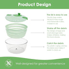 PP Salad Spinner, Multi-Use Basket, 4.22 QT Large Capacity Salad Washer Labor Saving Lettuce Spinner Multiple Water Outlet Lettuce Drainer for Household(Green)