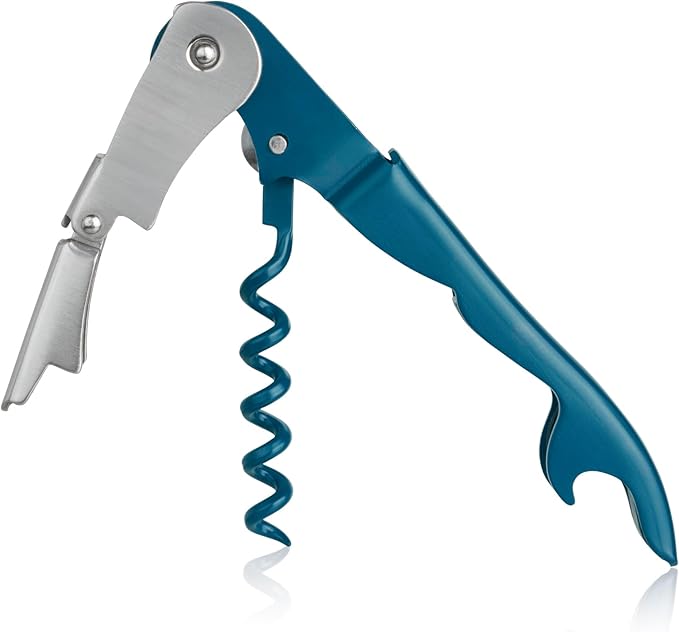 Innovine Double Hinge Corkscrew, Stainless Steel Wine Opener with Dual Leverage and Built-In Foil Cutter, Perfect for Home Bar, Travel, Camping, Picnic, Outdoor Party, Set of 1, Deep Teal