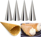 Joyeee 12 Pack Small Cream Horn Molds Stainless Steel, 3.4 Inch Mini Size Cone Shaped Cream Horn Forms with Cleaning Brush, Baking, for Christmas Party, Wedding Desserts, Festive Dinners